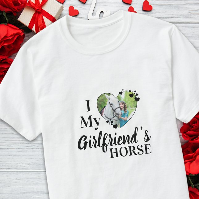 I Kärlek My Girlväns Horse Personlig Photo T Shirt (Skapare uppladdad)