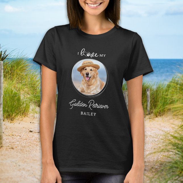 I Kärlek My Golden Retriever Anpassningsbar Pet Hu T Shirt (Skapare uppladdad)