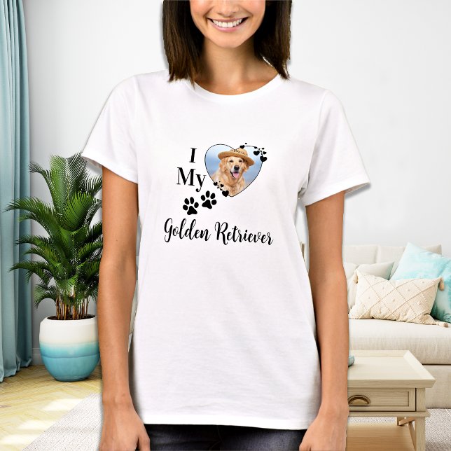 I Kärlek My Golden Retriever Cute Heart Hund Photo T Shirt (Skapare uppladdad)