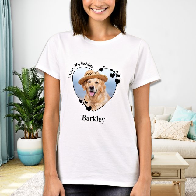 I Kärlek My Golden Retriever Hund Heart Pet Photo T Shirt (Skapare uppladdad)