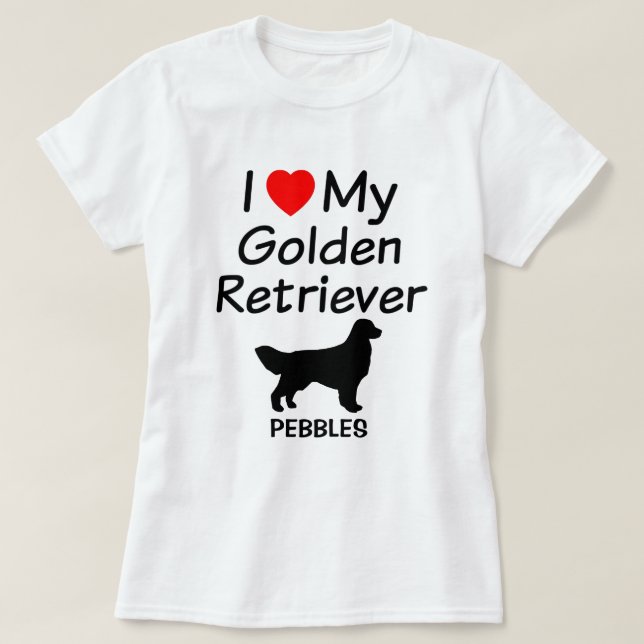 I Kärlek My Golden Retriever Hund T Shirt (Design framsida)