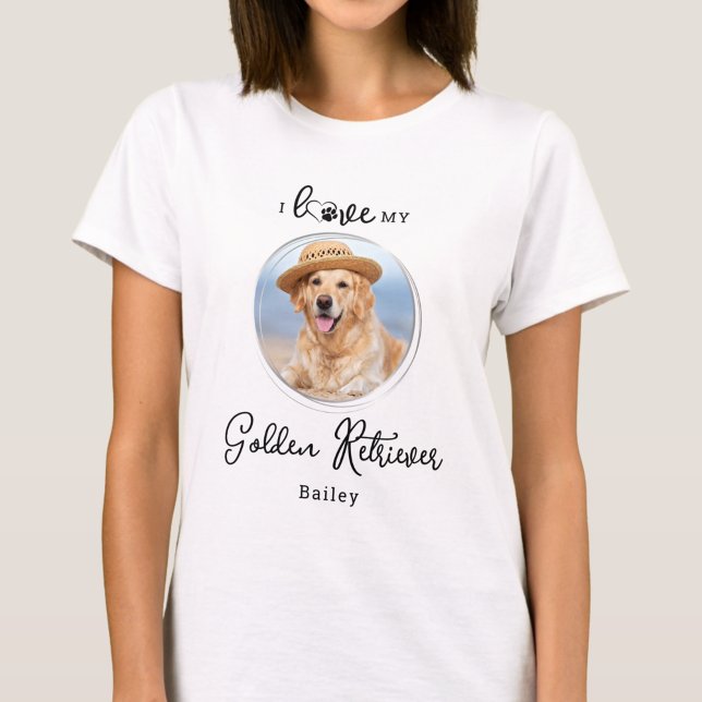 I Kärlek My Golden Retriever Personlig Hund Photo T Shirt (Skapare uppladdad)