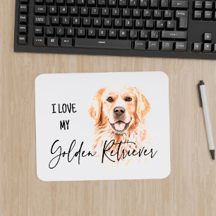 I Kärlek My Golden Retriever Watercolor Mousepad Musmatta