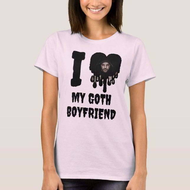 I Kärlek My Goth Boykompis Black Drip Heart Photo T Shirt (Framsida)