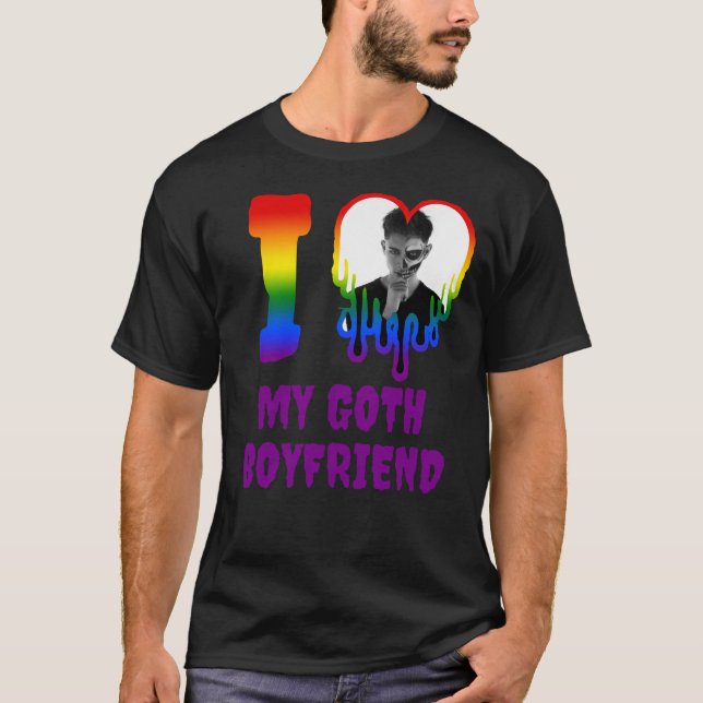 I Kärlek My Goth Boykompis Rainbow Heart Photo T Shirt (Framsida)