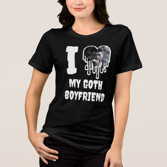 I Kärlek My Goth Boykompis White Heart Photo T Shirt (Framsida)