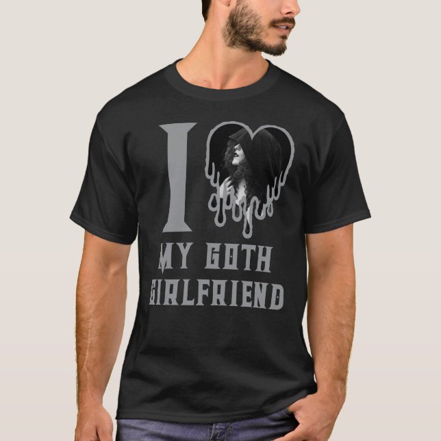 I Kärlek My Goth Girlkompis Drip Grått Heart Photo T Shirt (Framsida)