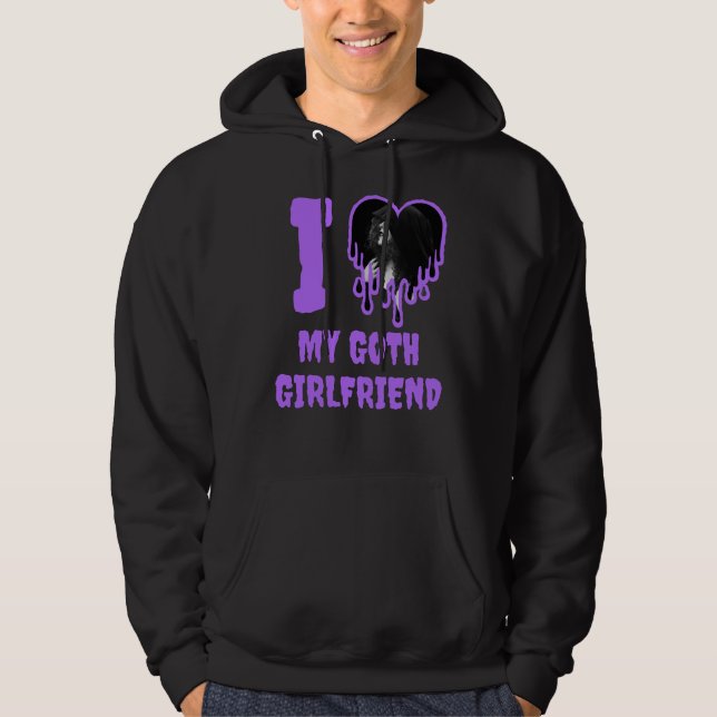 I Kärlek My Goth Girlkompis Lila Heart Photo Hoodie (Framsida)