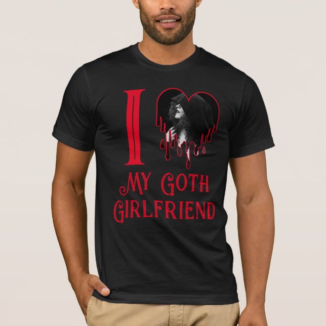 I Kärlek My Goth Girlkompis Red Heart Gothic Photo T Shirt (Framsida)
