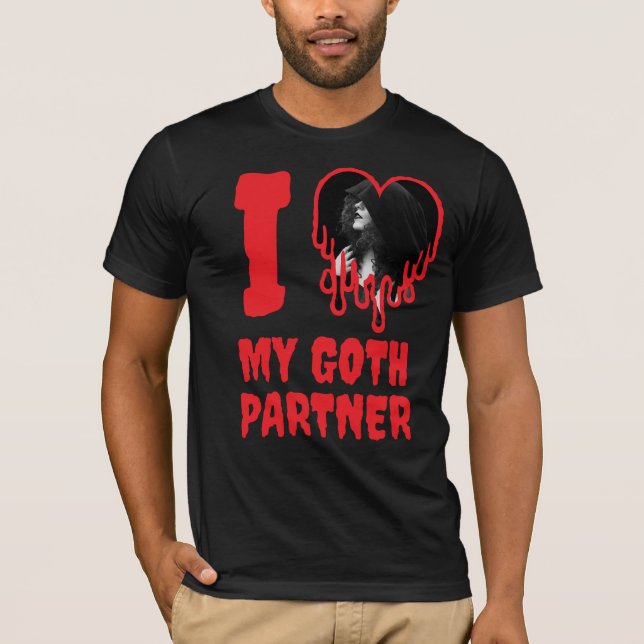 I Kärlek My Goth Partner Red Blood Heart Photo T Shirt (Framsida)