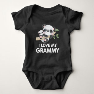 I Kärlek My Grammy Cute Baby och Vuxen Pandas T Shirt