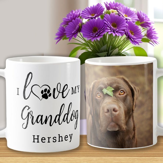 I Kärlek My Granddog Cute Pet Puppy Hund Photo Kaffemugg (Skapare uppladdad)