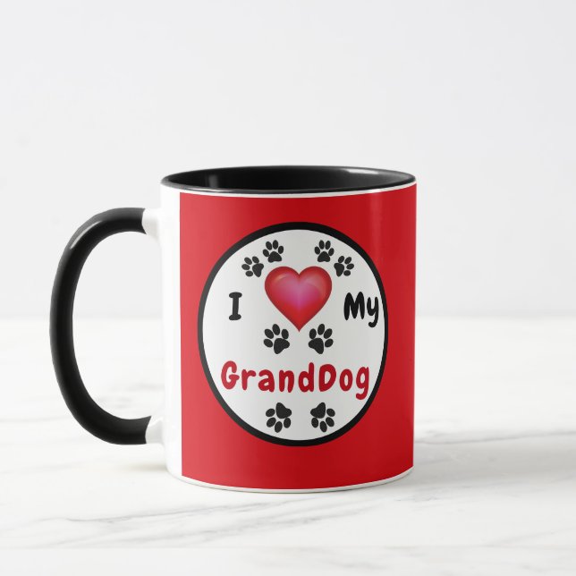 I Kärlek My GrandDog Mugg, Byt FÄRGER och text Mugg (Vänster)