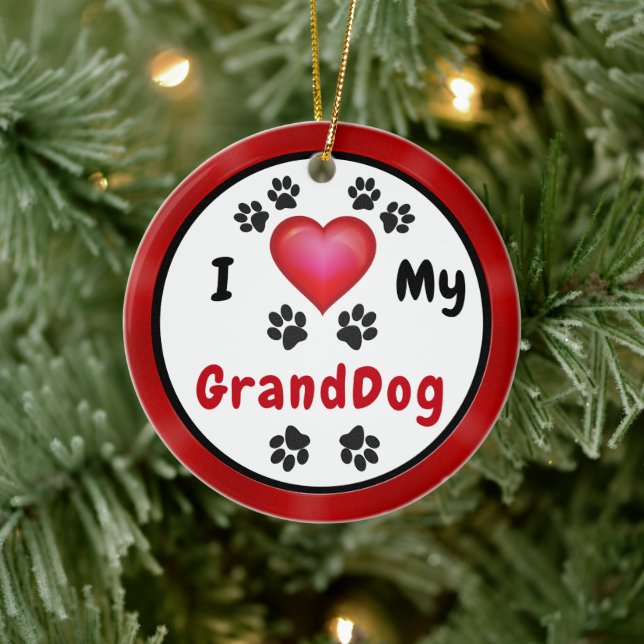 I Kärlek My GrandDog Ornament, Bulk eller Buy One Julgransprydnad Keramik (Träd)