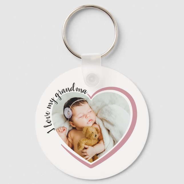 I Kärlek My Grandma Heart Photo Nyckelring (Framsida)