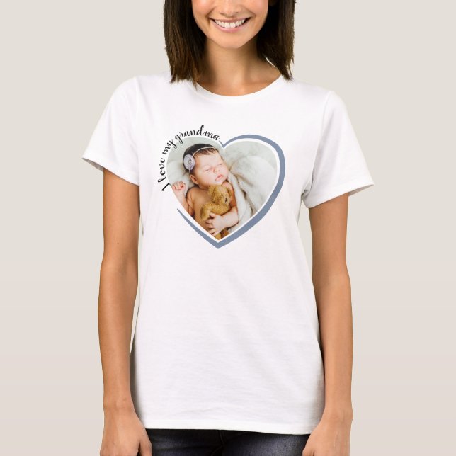 I Kärlek My Grandma Heart Photo T Shirt (Framsida)