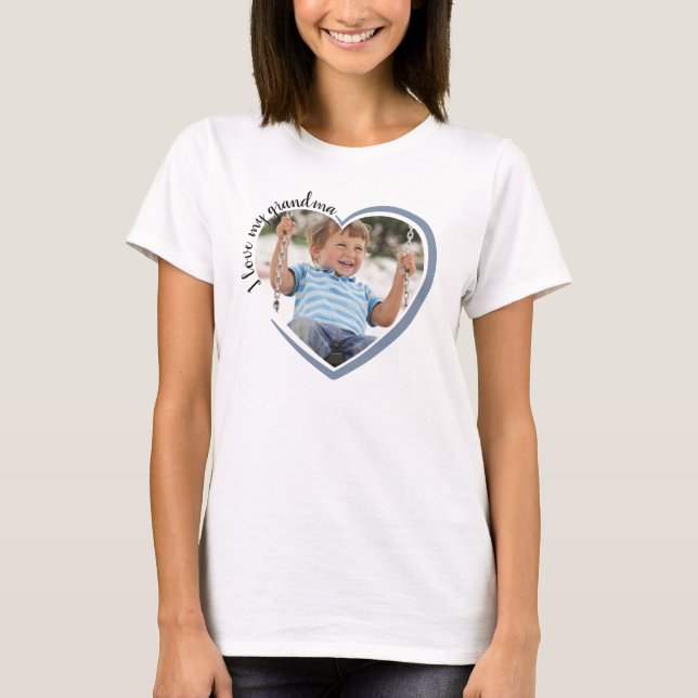 I Kärlek My Grandma Heart Photo T-Shirt (Framsida)