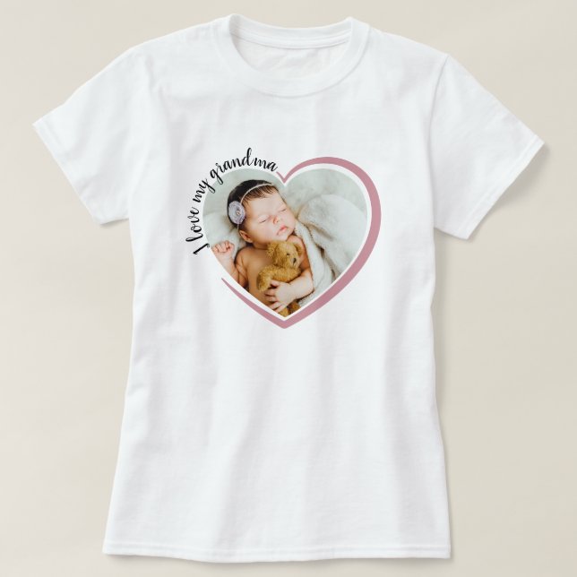I Kärlek My Grandma Heart Photo T Shirt (Design framsida)