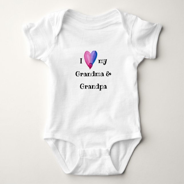 I Kärlek My Grandma och Grandpa Baby Bodykostym T Shirt (Framsida)