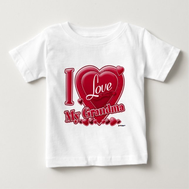 I Kärlek My Grandma Red - Hjärtat Tee Shirt (Framsida)