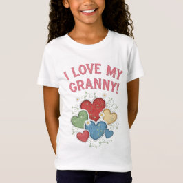 I Kärlek My Granny Charming Land Stil Hearts T Shirt