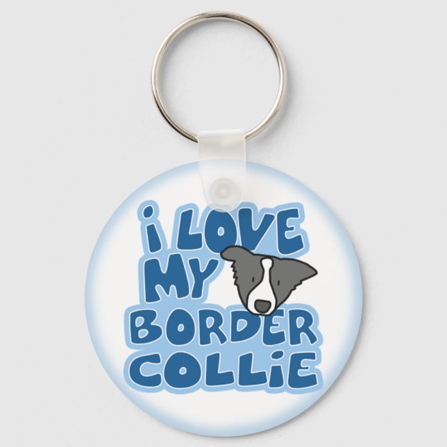 I Kärlek My Gräns Collie Keychain Nyckelring (Framsida)