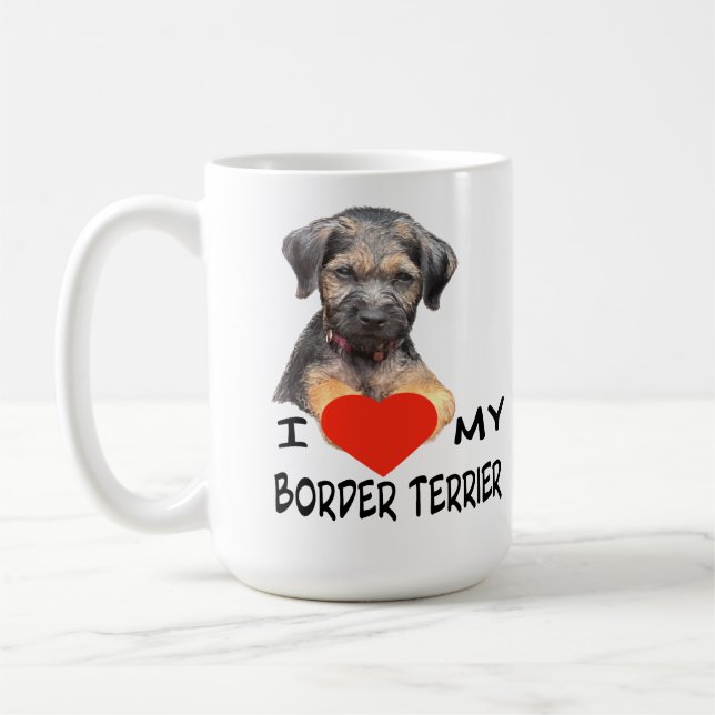 I Kärlek My Gräns Terrier Anpassningsbar-cut Vinyl Kaffemugg (Vänster)