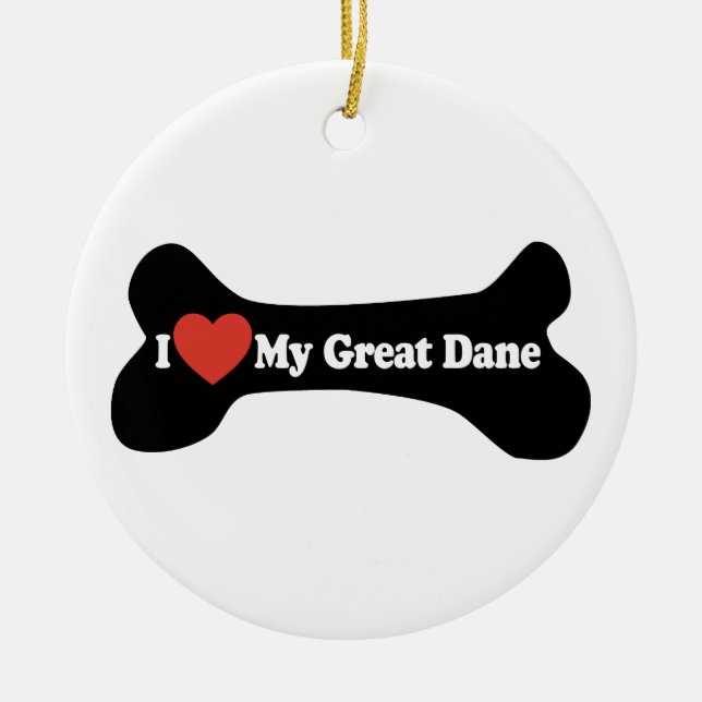 I Kärlek My Great dane - Hund Bone Julgransprydnad Keramik (Framsidan)