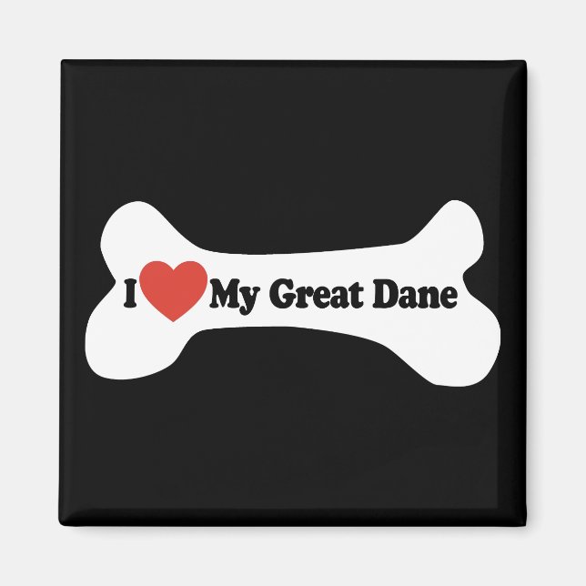 I Kärlek My Great dane - Hund Bone Magnet (Framsidan)