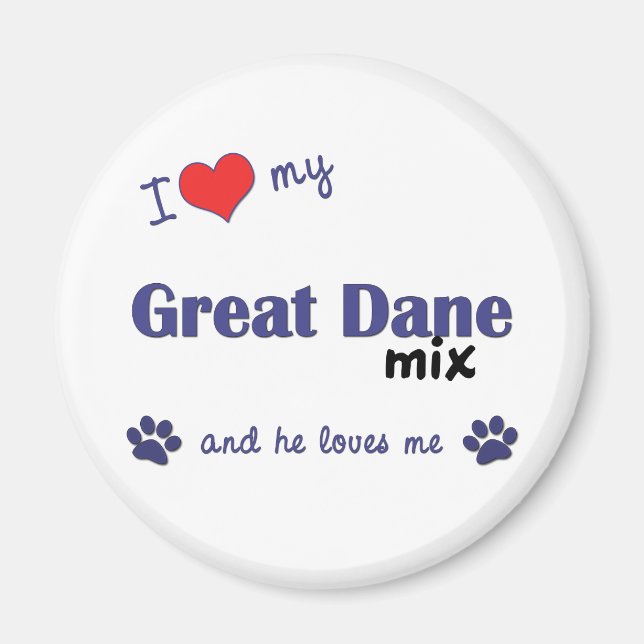 I Kärlek My Great dane Mix (Male Hund) Magnet (Framsidan)