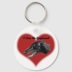"I Kärlek My Greyhound"Hund Art Keychain" Nyckelring
