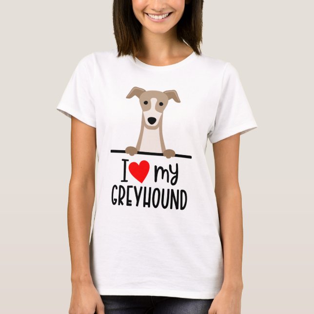 I Kärlek My Greyhound T Shirt (Framsida)