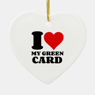 I KÄRLEK MY GRÖNT CARD JULGRANSPRYDNAD KERAMIK