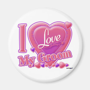 I Kärlek My Groom rosa/lila - hjärta Magnet