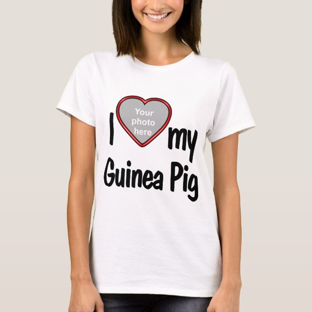 I Kärlek My Guinea Gris - Cute Red Heart Photo Ram T Shirt (Framsida)