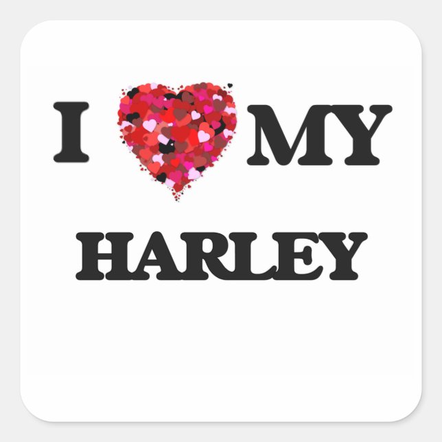 I kärlek my Harley Fyrkantigt Klistermärke (Framsida)