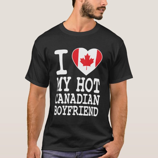 I Kärlek My Hett Canadian Boykompis Canada Flagga T Shirt (Framsida)