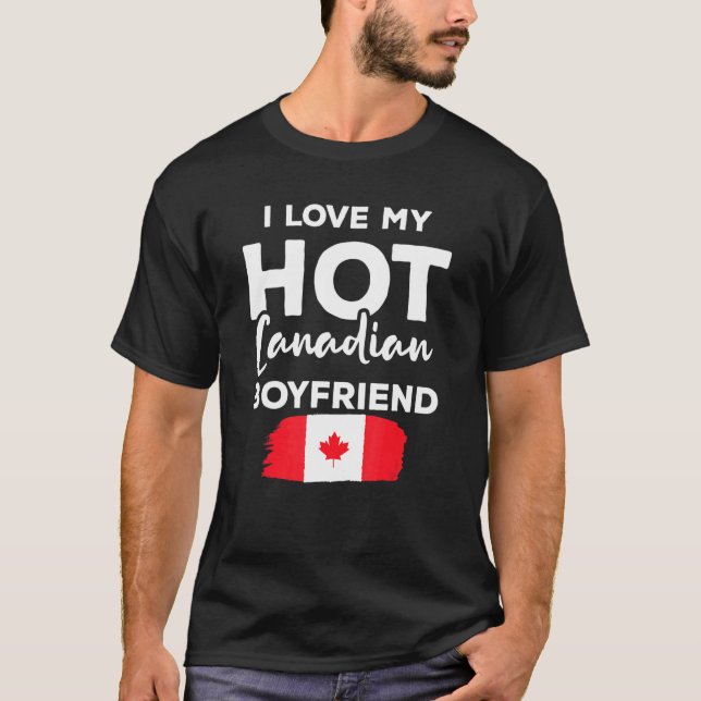 I Kärlek My Hett Canadian Boykompis Canada Flagga T Shirt (Framsida)