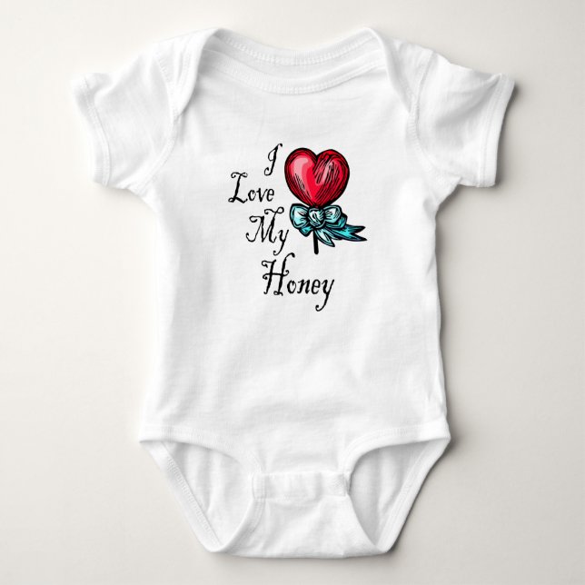 I Kärlek My Honung Heart Lollipop T-shirt (Framsida)