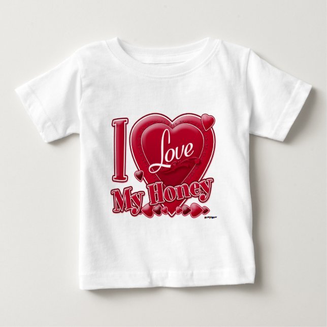 I Kärlek My Honungsred - hjärta Tee Shirt (Framsida)