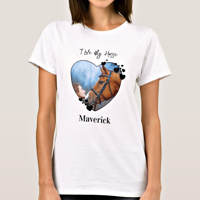 I Kärlek My Horse Personlig Heart Pet Photo T Shirt (Skapare uppladdad)