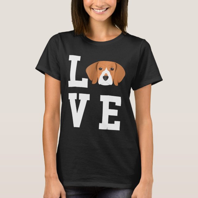 I Kärlek My Hund-Beagle Hund älskare T Shirt (Framsida)