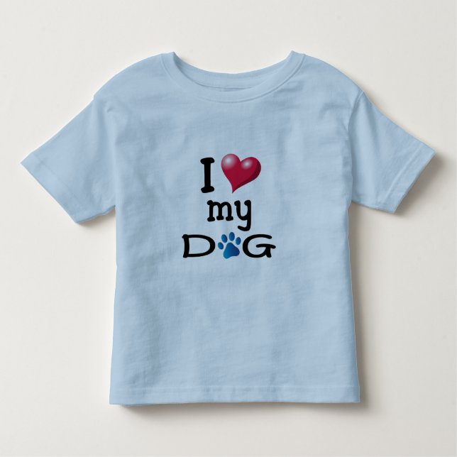I Kärlek My Hund Blue Tass T-shirt (Framsida)