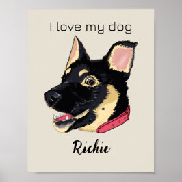 I Kärlek My Hund Cute German Shepherd Puppy Namn Poster