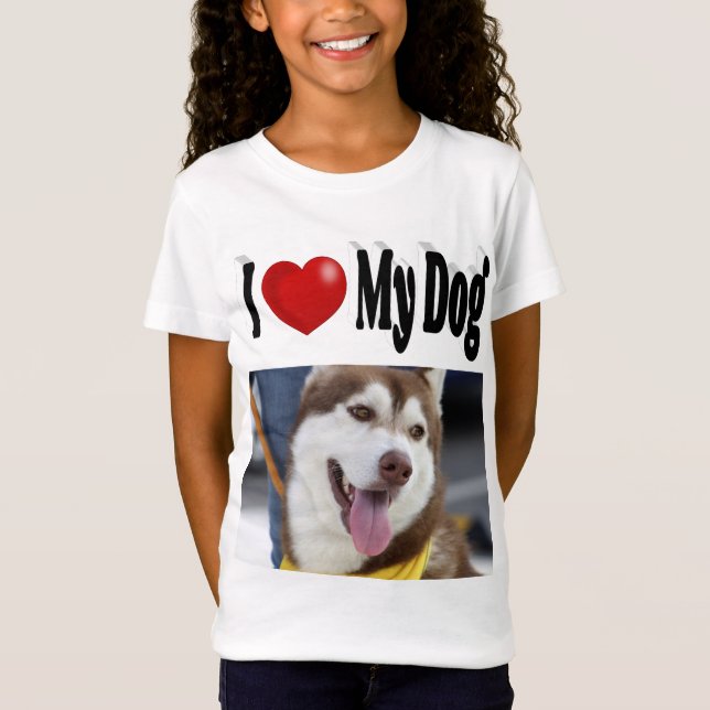 I Kärlek My Hund-foto T Shirt (Framsida)