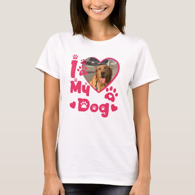I Kärlek My Hund Heart Personlig Photo T Shirt (Framsida)