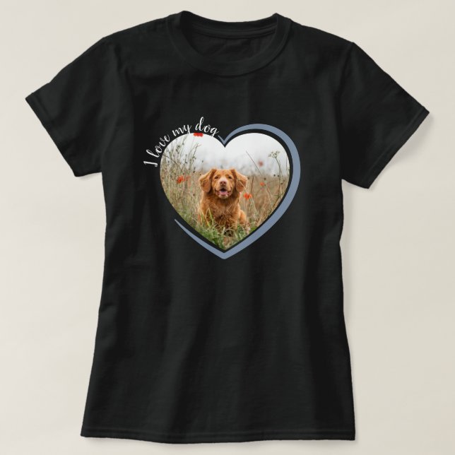 I Kärlek My Hund Heart Photo Black T Shirt (Design framsida)