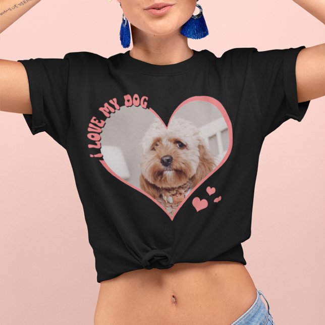 I Kärlek My Hund Heart Photo Black T Shirt (Skapare uppladdad)