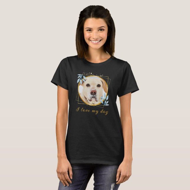 I Kärlek My Hund Heart Photo trendig T Shirt (Hel framsida)