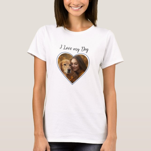 I Kärlek My Hund,Hund Personlig Heart Photo T Shirt (Framsida)